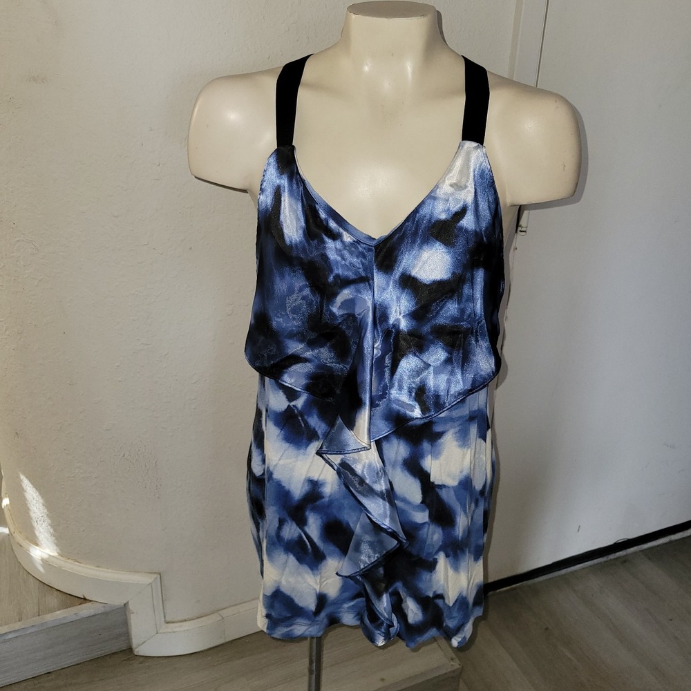 ALFANI plus size 1x Wide Strap Floral Ruffled Summer Blouse Beachy Summer Coasta